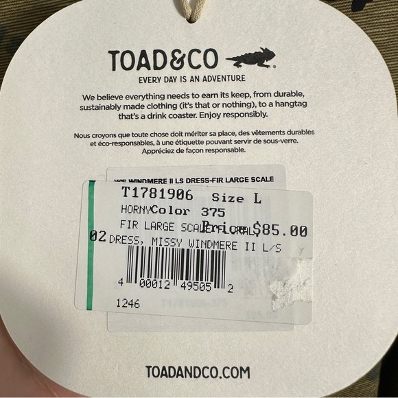 Toad & Co Windmere long sleeve dress, color is "fir" w/scattered florals, fall - Picture 5 of 11